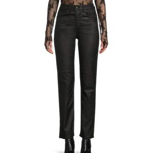 Free People Pacifica Coated High Rise Straight Leg Jeans 26 Black